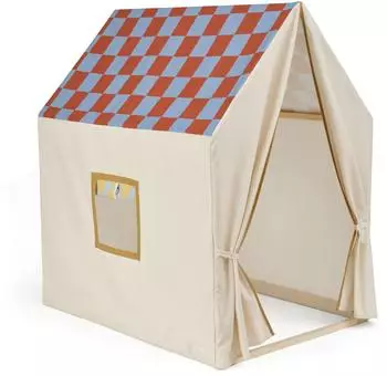 Kids Concept Dusty Blue Check Zelt, beige, Kinder