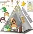Kidiz Tipi Spielzelt für Kinder, Baumwolle, grau, mit LED-Lichterkette