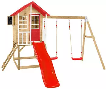 50NRTH Lolla 3 Kinder-Stelzenhaus mit Rutsche und Schaukel, Holz