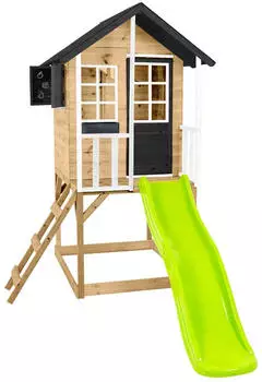 50NRTH Holli 1 Kinderspielhaus mit Veranda & Rutsche, Holz, 137x121x140cm