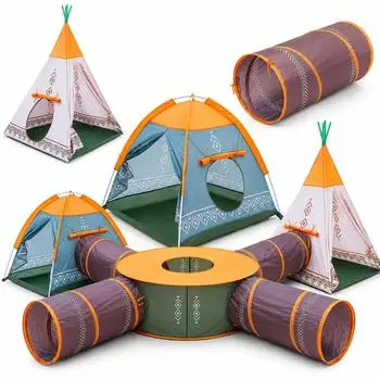 Coil Spielzelt-Set 7-in-1 mit Tunneln, Tipi & Spielhaus, mehrfarbig