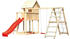 Akubi Stelzenhaus Frieda mit Anbau, Doppelschaukel, Klettergerüst und Rutsche rot