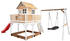 AXI Liam Spielhaus braun/weiß mit roter Rutsche, Sandkasten und Roxy Nestschaukel