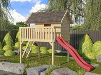 AKUBI Spielturm "Fidel" BxTxH: 198x243x329,5 cm, mit Rutsche in rot