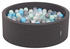 KiddyMoon Bällebad 90 x 30 cm Rund Dunkelgrau 200 Bälle perle/grau/transparent/baby blau /minze