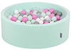 KiddyMoon Bällebad 90 x 30 cm Rund Mint 300 Bälle grau/weiß/pink/minze