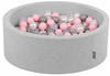 KiddyMoon Bällebad 90 x 30 cm Rund Hellgrau 200 Bälle perle/grau/transparent/rosa
