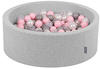 KiddyMoon Bällebad 90 x 30 cm Rund Hellgrau 300 Bälle perle/grau/transparent/rosa