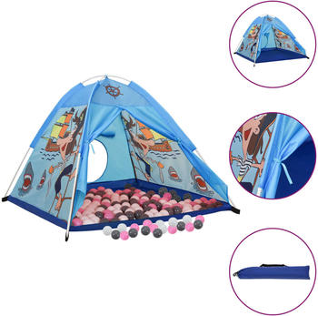 vidaXL Spielzelt 120x120x90 blau mit 250 Bällen weiß/grau/rosa (3107744)