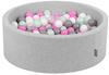 KiddyMoon Bällebad 90 x 30 cm Rund Hellgrau 300 Bälle transparent/grau/weiß/pink/mint