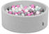 KiddyMoon Bällebad 90 x 30 cm Rund Hellgrau 300 Bälle transparent/grau/weiß/pink/mint