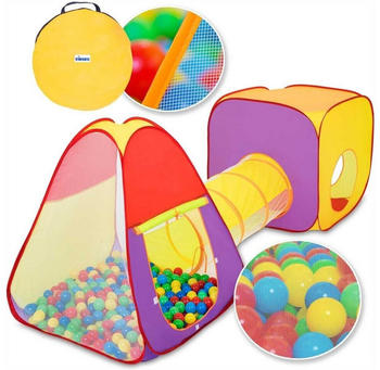 Kiduku 3-teiliges B&auml;llebad Babyzelt + Krabbeltunnel + 200 B&auml;lle + Tasche