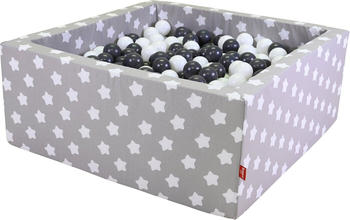 Knorrtoys Bällebad Soft grey White Stars eckig mit 100 Bällen grey/creme (68062)