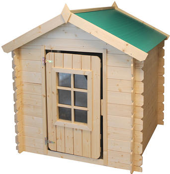 Timbela Kinderspielhaus aus Holz 111x113x121cm natur/gr&uuml;n (M570Z)