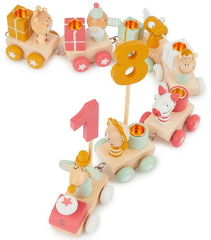 Bieco Geburtstagszug Holz Scandi-Chic Berry
