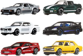 Hot Wheels 1:64 Scale Die-Cast Toy Cars Set of 6 Japanese Vehicles with Elevated Deco (Styles May Vary) JBY77