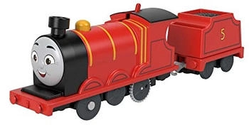 Fisher-Price Thomas & Friends Motorized Toy Train James Battery-Powered Engine with Tender for Pretend Play Preschool Kids Ages 3+ Years HDY70
