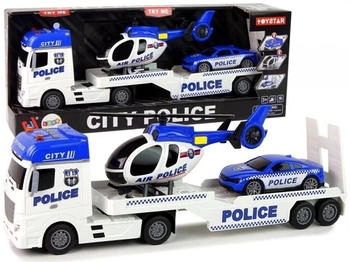 Lean Toys Polizei-Spielset mit Lastwagen, Auto und Hubschrauber