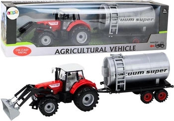 Lean Toys Traktor mit Bagger und Zisterne in Rot