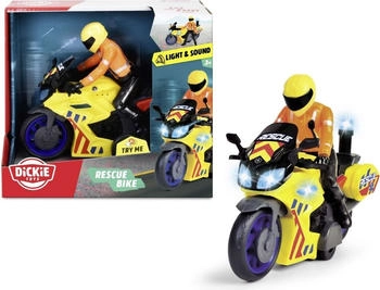 Dickie Rescue Bike Rettungs-Motorrad mit Fahrer-Figur 17 cm (203712030)