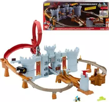 Hot Wheels Mario Kart Bowsers Festung Trackset mit Die-Cast-Kamek (JHD24)