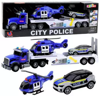 Lean Toys Polizeiwagen, Hubschrauber, Auto, Polizeiauto, Lichter