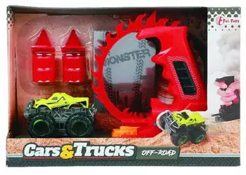 TOI-TOYS Spielzeug-Auto Set Monster Truck mit Shooter und Rampe, gelb