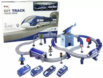 Lean Toys Polizeistadt Zugset Blau 203 km/h