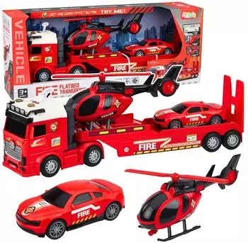 Lean Toys Feuerwehr-Rettungsset mit Abschleppwagen, Auto