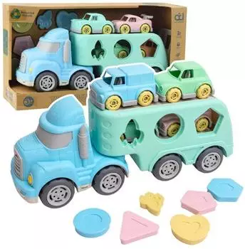 Lean Toys LKW-Abschleppwagen-Sortierspiel mit Autos, Bausteinen
