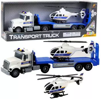 Lean Toys Polizeitransporter-LKW-Hubschrauber-Lichter und -Sounds-Set