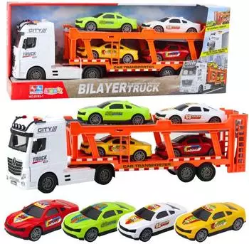 Lean Toys Lora Truck Abschleppwagen Set 4 Autos Öffnen Türen Lichter