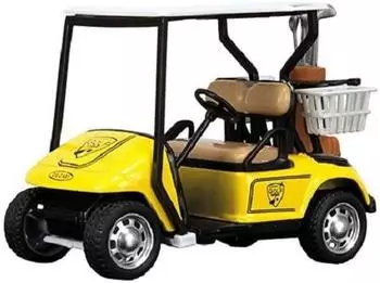 TOI-TOYS Spielzeug-Auto Metal World Spielzeugfahrzeug Golfwagen (Maßstab 1:20), mit Rückziehmotor, gelb