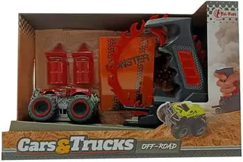 TOI-TOYS Spielzeug-Auto Set Monster Truck mit Shooter und Rampe, rot