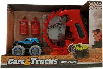 TOI-TOYS Spielzeug-Auto Set Monster Truck mit Shooter und Rampe, blau