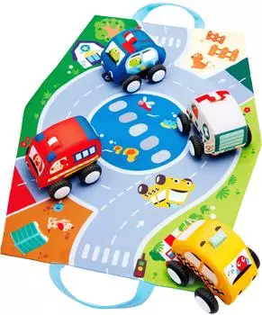 HaPe Rückziehfahrzeuge und Waschbare Rennbahn, mehrfarbig (E0076)