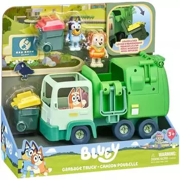 Rocco Giocattoli Bluey Müllwagen Spielzeugfahrzeug mit 2 Actionfiguren 6cm (17170)