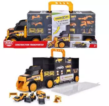 Dickie Construction Transporter 43cm mit Rampe und 4 Baufahrzeugen (203337010)