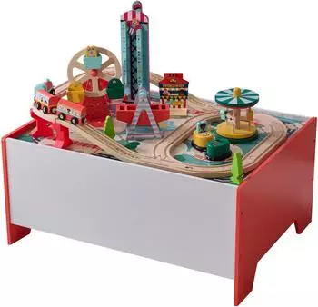 Teamson Kids Florida Freizeitpark Spieltisch mit Eisenbahn & 6 Mini-Spielen (T-AT-0006-00A)