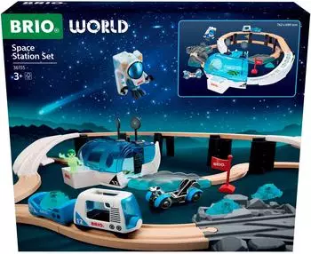 Ravensburger World Großes Weltraumstations-Set, Holzeisenbahn ab 3 Jahren (36155)
