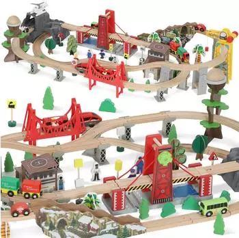 AIYAPLAY Holzeisenbahn Set 100tlg.