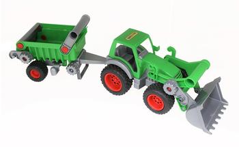 Wader Farmer Technic Traktor mit Frontschaufel und Kippanhänger (8718)