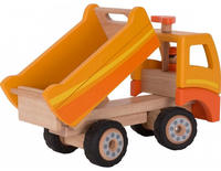 Goki 55940, Goki Wooden Dump Truck Orange with Swivel Wheels