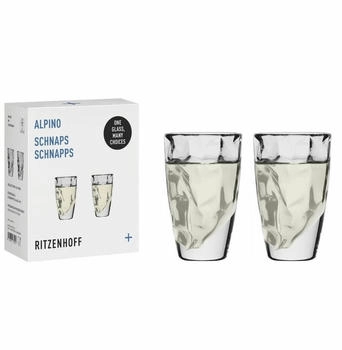 Ritzenhoff 3991001 2in1-Glas für Schnaps oder Espresso - 40 ml - 2er Set - Alpino, mit Relief-Struktur - Made in Germany