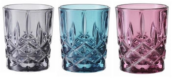 Nachtmann Stamper Vintage Colors 3er Set, Farbige Schnapsgl&auml;ser, Kristallglas, 55 ml, Vintage Blue - Berry - Smoke, Noblesse, 105791