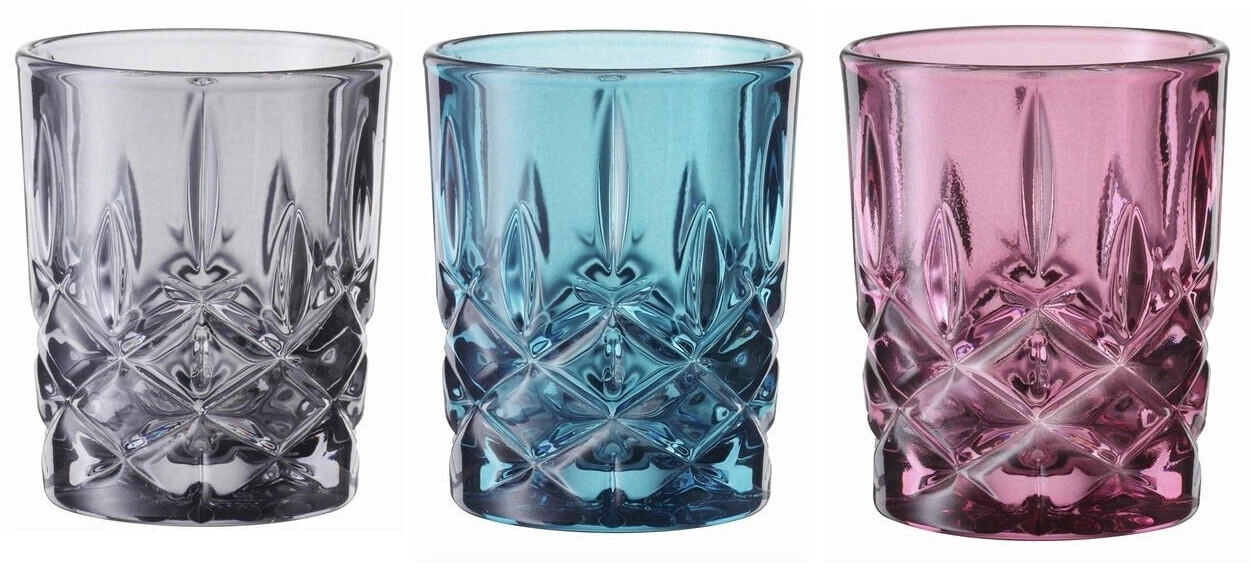 Nachtmann Stamper Vintage Colors 3er Set, Farbige Schnapsgläser, Kristallglas, 55 ml, Vintage Blue - Berry
