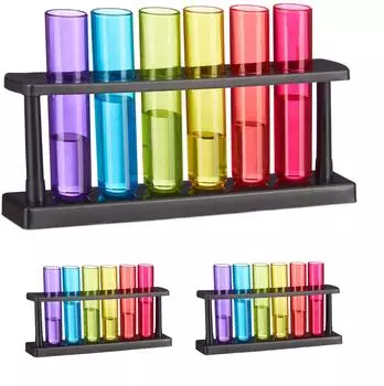 Relaxdays Reagenzglas-Shotgläser 18er-Set, 40ml, Kunststoff, bunt (10048274)