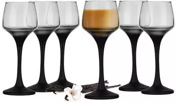 Sendez Likörgläser 75ml mit schwarzem Stiel, 6er-Set (2125)