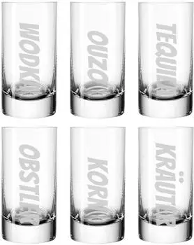 LUXENTU Schnaps-Ensemble Stamper 55ml, Glas, transparent, 6er Set (4262418972300)