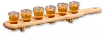Kesper Schnapsglasträger mit 6 Gläsern, Kiefernholz (68281)